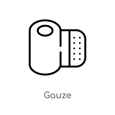 gazlı bez vektör simgesini anahat. diş hekimi kavramından izole siyah basit çizgi elemanı illüstrasyon. beyaz arka planda değiştirilebilir vektör kontur gazlı bez simgesi