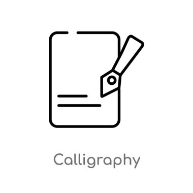 anahat kaligrafi vektör simgesi. eğitim kavramından izole siyah basit çizgi elemanı illüstrasyon. beyaz arka plan üzerinde değiştirilebilir vektör kontur kaligrafi simgesi