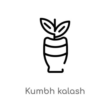 Anahat Kumbh Kalash vektör simgesi. Hindistan basit çizgi eleman illüstrasyon izole kavramı siyah. Beyaz arka planda düzenlenebilir vektör kontur Kumbh Kalash simgesi