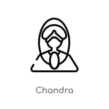 Anahat Chandra vektör simgesi. Hindistan basit çizgi eleman illüstrasyon izole kavramı siyah. Beyaz arka planda düzenlenebilir vektör kontur Chandra simgesi