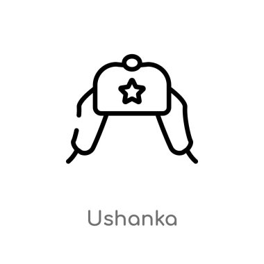 ushanka vektör simgesini anahat. giysi kavramından izole siyah basit çizgi elemanı illüstrasyon. beyaz arka plan üzerinde editable vektör kontur ushanka simgesi