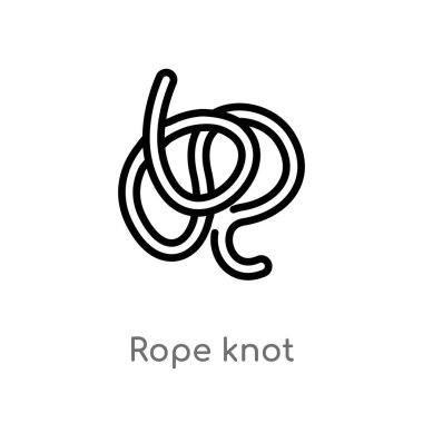 ip düğüm vektör simge anahat. sade izole hat eleman illüstrasyon deniz kavramı siyah. Beyaz arka planda düzenlenebilir vektör kontur halat düğüm simgesi