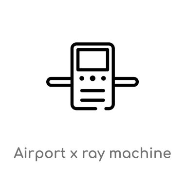 anahat havaalanı x ray makinesi vektör simgesi. havaalanı terminal konseptinden izole siyah basit çizgi elemanı illüstrasyon. beyaz arka plan üzerinde editable vektör vuruşu havaalanı x Ray makinesi simgesi