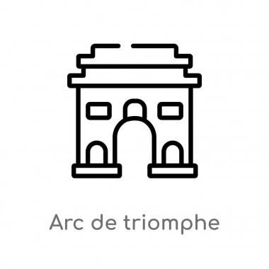 anahat arc de triomphe vektör simgesi. binalar kavramından izole siyah basit çizgi elemanı illüstrasyon. beyaz arka planda değiştirilebilir vektör kontur ark de triomphe simgesi