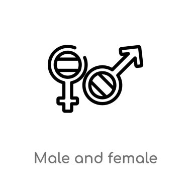 Anahat erkek ve kadın cinsiyet vektör simgesi. izole siyah basit hat eleman illüstrasyon insan vücudu parçaları kavramı. Beyaz arka planda düzenlenebilir vektör kontur erkek ve kadın cinsiyet simgesi