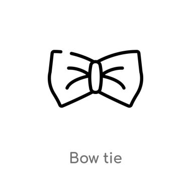 anahat papyon vektör simgesi. giysi kavramından izole siyah basit çizgi elemanı illüstrasyon. beyaz arka plan üzerinde değiştirilebilir vektör kontur papyon simgesi