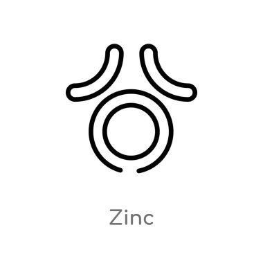 Anahat çinko vektör simgesi. basit çizgi eleman illüstrasyon izole siyah kavramı. Beyaz arka planda düzenlenebilir vektör kontur çinko simgesi