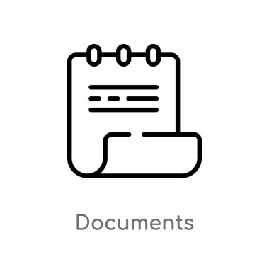 Anahat belgeleri vektör simgesi. Basit hat eleman illüstrasyon izole hukuk ve adalet kavramı. Beyaz arka planda düzenlenebilir vektör kontur belgeleri simgesi