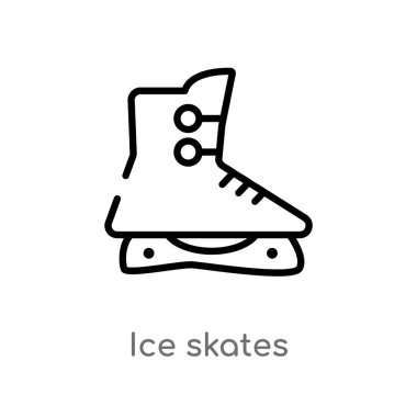 Anahat buz paten vektör simgesi. sade izole hat eleman vektör spor kavramı. Beyaz arka planda düzenlenebilir vektör kontur buz paten simgesi