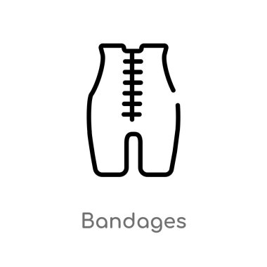 anahat bandajvektör simgesi. moda kavramından izole siyah basit çizgi elemanı illüstrasyon. beyaz arka planda editable vektör kontur bandajları simgesi