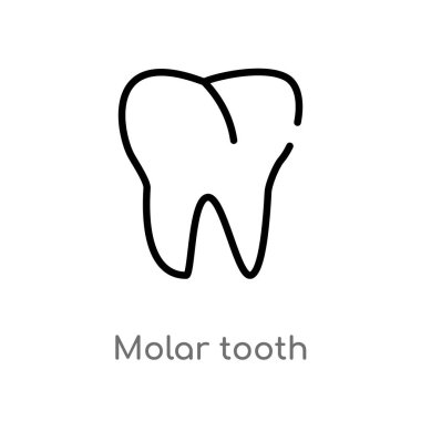 Anahat molar diş vektör simgesi. basit izole hat eleman illüstrasyon tıbbi kavramı. Beyaz arka planda düzenlenebilir vektör kontur molar diş simgesi