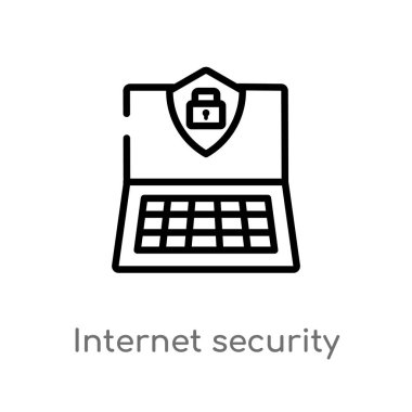 Anahat internet güvenlik vektör simgesi. nihai glyphicons kavramı izole siyah basit çizgi eleman. Beyaz arka planda düzenlenebilir vektör kontur internet güvenlik simgesi
