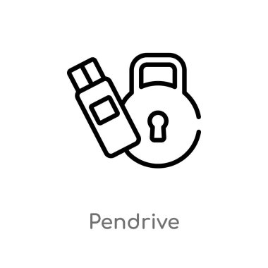 Anahat pendrive vektör simgesi. kolay izole çizgi eleman vektör kavramı gdpr. Beyaz arka planda düzenlenebilir vektör kontur pendrive simgesi