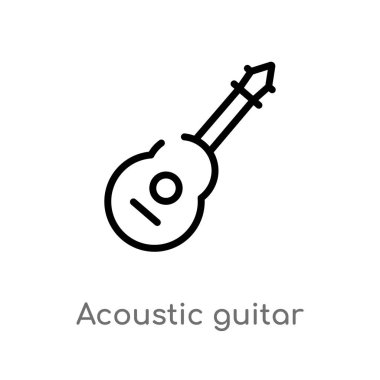 sembol akustik gitar vektör simgesi. basit çizgi eleman illüstrasyon izole müzik kavramı siyah. Beyaz arka planda düzenlenebilir vektör kontur akustik gitar simgesi