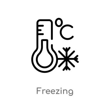 Anahat dondurma vektör simgesi. Basit hat eleman illüstrasyon izole hava kavramı siyah. Beyaz arka planda düzenlenebilir vektör kontur donma simgesi