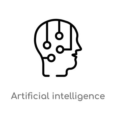 anahat yapay zeka vektör simgesi. kavramdan izole siyah basit çizgi öğesi illüstrasyon. beyaz arka plan üzerinde değiştirilebilir vektör vuruşu yapay zeka simgesi