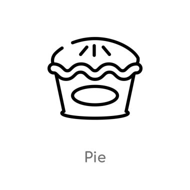 Anahat pasta vektör simgesi. sade izole hat eleman mutfak kavramı siyah. Beyaz arka planda düzenlenebilir vektör kontur pasta simgesi