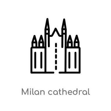 Anahat Milano katedral vektör simgesi. basit çizgi eleman illüstrasyon izole sanat kavramı. düzenlenebilir vektör inme Milan katedral simgesi beyaz arka plan