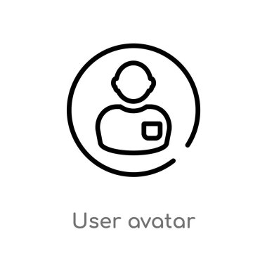 Anahat Kullanıcı avatar vektör simgesi. Sosyal kavramı çizgi eleman illüstrasyon izole siyah. Beyaz arka planda düzenlenebilir vektör kontur Kullanıcı avatar simgesi