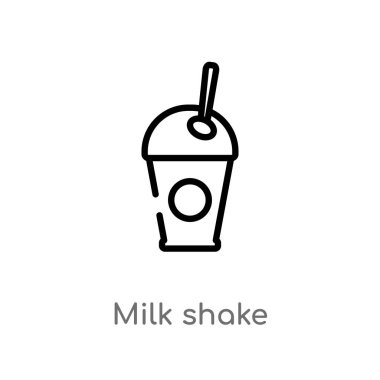 anahat milk shake vektör simgesi. gıda kavramından izole siyah basit çizgi elemanı illüstrasyon. beyaz arka planda değiştirilebilir vektör vuruşu milk shake simgesi