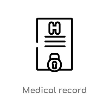taslak tıbbi kayıt vektör simgesi. kolay izole çizgi eleman vektör kavramı gdpr. Beyaz arka planda düzenlenebilir vektör kontur tıbbi kayıt simgesi
