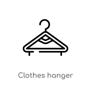 Anahat giysi askı vektör simgesi. basit temizlik eleman illüstrasyon izole kavramı siyah. Beyaz arka planda düzenlenebilir vektör kontur giysi askı simgesi
