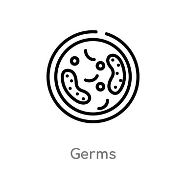 Anahat mikroplar vektör simgesi. basit izole hat eleman illüstrasyon tıbbi kavramı. Beyaz arka planda düzenlenebilir vektör kontur mikroplar simgesi