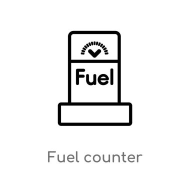 Anahat yakıt sayacı vektör simgesi. Basit hat eleman illüstrasyon izole mekanik kavramı. Beyaz arka planda düzenlenebilir vektör kontur yakıt sayacı simgesi