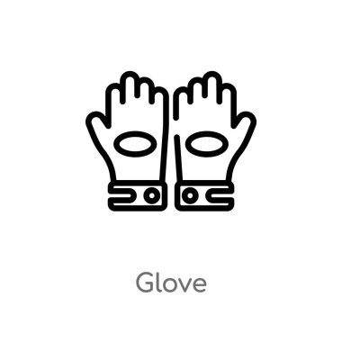 anahat eldiven vektör simgesi. amerikan futbolu kavramından izole siyah basit çizgi elemanı illüstrasyon. beyaz arka planda değiştirilebilir vektör kontur eldiveni simgesi