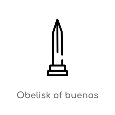 Buenos Aires vektör simge Obelisk anahat. basit çizgi eleman illüstrasyon izole sanat kavramı. Beyaz arka planda Buenos Aires simgesinin düzenlenebilir vektör inme Obelisk