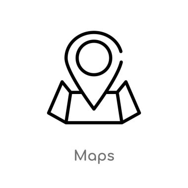 Anahat haritaları vektör simgesi. izole basit hat eleman illüstrasyon işareti kavramı. Beyaz arka planda düzenlenebilir vektör kontur haritaları simgesi