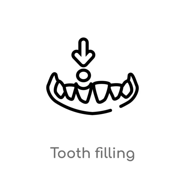 Overzicht Tandvulling Vector Pictogram Geïsoleerde Zwarte Eenvoudige Lijn Element Illustratie — Stockvector