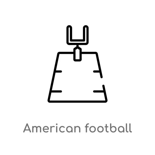 Delinear Ícone Vetor Campo Futebol Americano Isolado Preto Simples Ilustração — Vetor de Stock