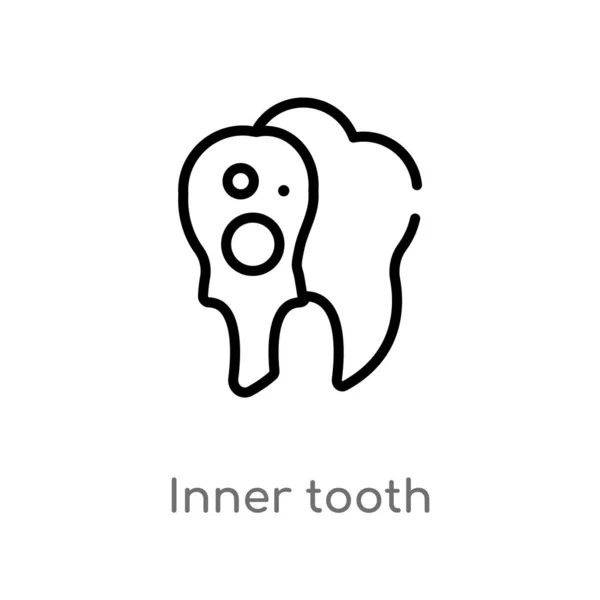 Contorno Del Icono Del Vector Dental Interno Aislado Negro Simple — Vector de stock