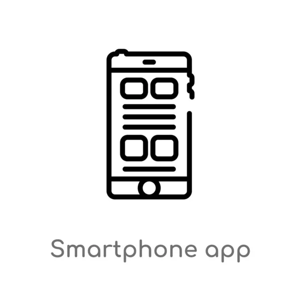 Umriss Smartphone App Vektor Symbol Vereinzelte Schwarze Einfache Linie Element — Stockvektor