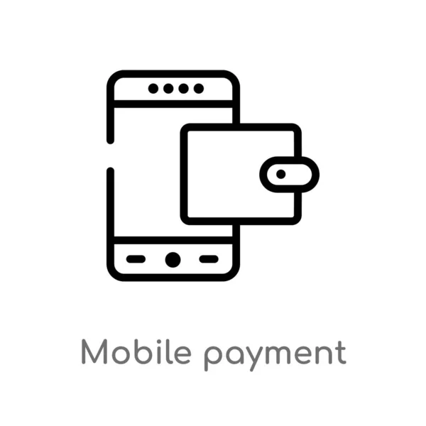 Umreißen Mobile Payment Vektor Icon Vereinzelte Schwarze Einfache Linie Element — Stockvektor