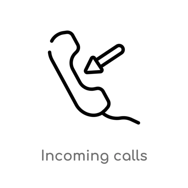 Outline Incoming Calls Vector Icon Isolated Black Simple Line Element — Stock Vector