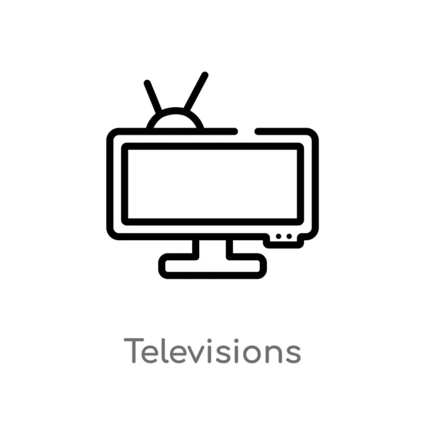 Contorno Las Televisiones Icono Del Vector Aislado Negro Simple Línea — Vector de stock