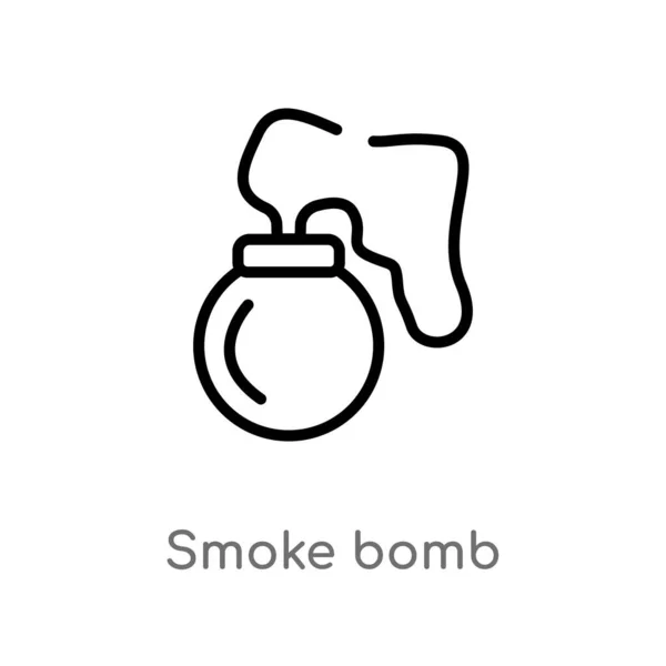 Overzicht Smoke Bomb Vector Pictogram Geïsoleerde Zwarte Eenvoudige Lijn Element — Stockvector