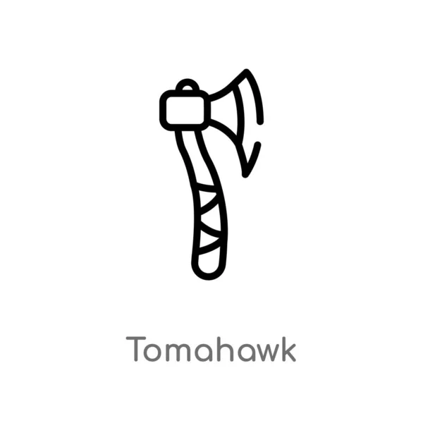 Zarys Ikony Wektorowej Tomahawk Wyizolowany Czarny Prosty Element Linii Ilustracji — Wektor stockowy