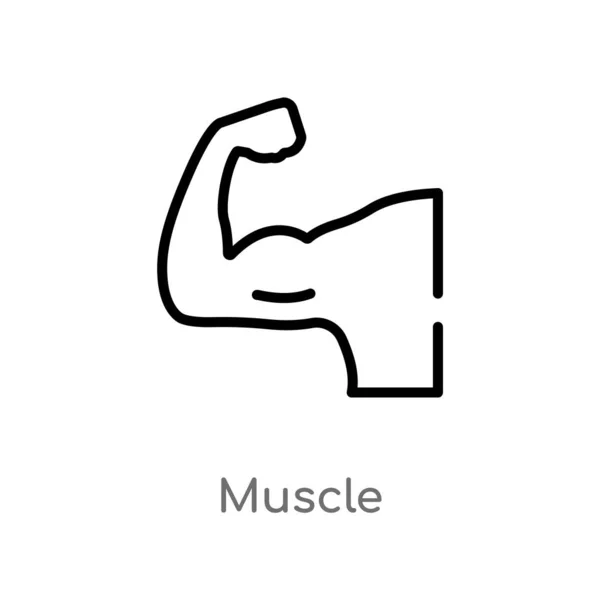 Contour Icône Vecteur Musculaire Illustration Isolée Élément Ligne Simple Noire — Image vectorielle