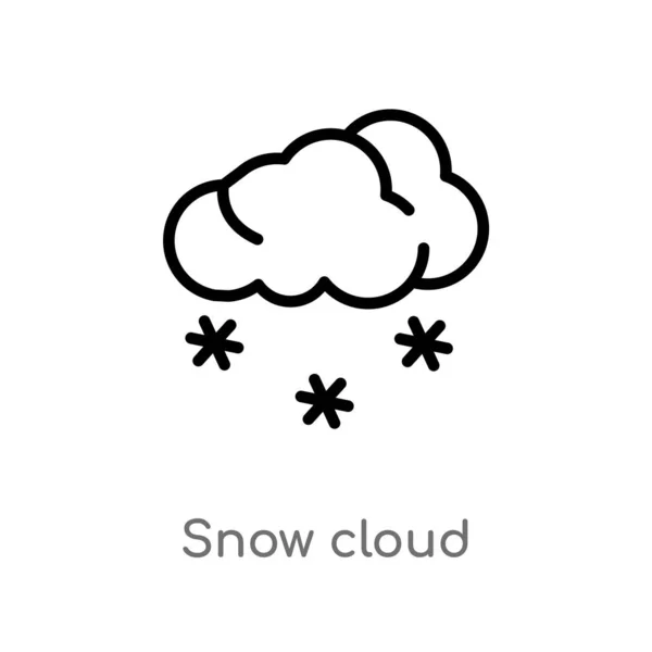 Delineare Icona Del Vettore Della Nuvola Neve Isolato Nero Semplice — Vettoriale Stock