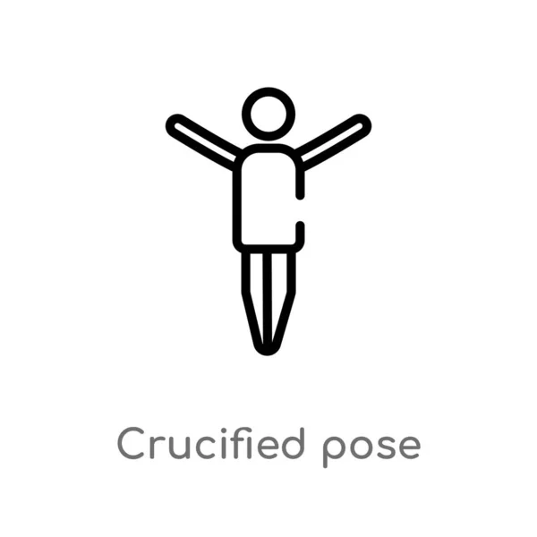 Contorno Crucificado Pose Vector Icono Aislado Negro Simple Línea Elemento — Vector de stock