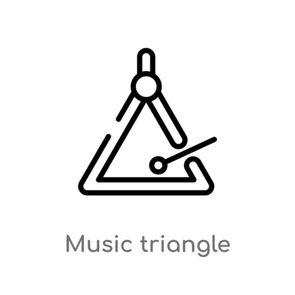 Kontur Musik Triangel Vektor Ikonen Isolerad Svart Enkel Linje Element — Stock vektor
