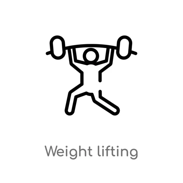 Outline Weight Lifting Vector Icon Isolated Black Simple Line Element — Stock Vector