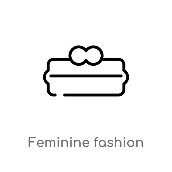 Outline Feminine Fashion Handbag Money Vector Icon Isolated Black Simple — Stock Vector