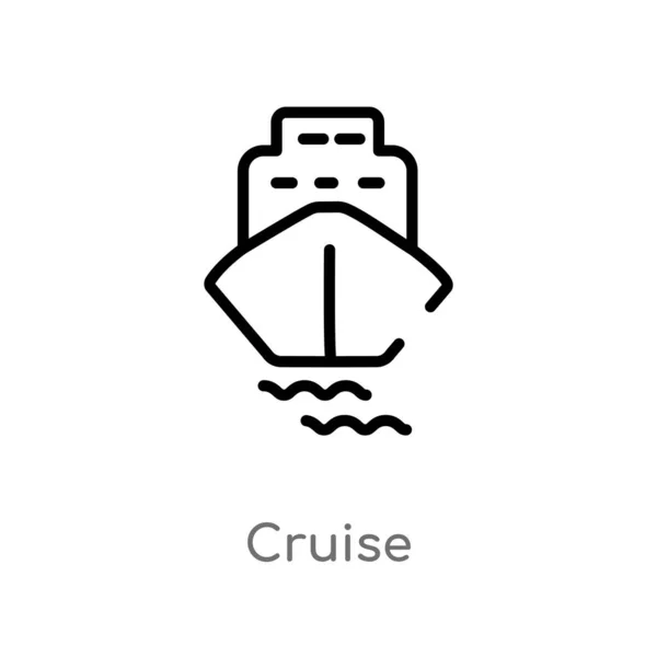 Schéma Vectoriel Croisière Icône Illustration Isolée Élément Ligne Simple Noir — Image vectorielle