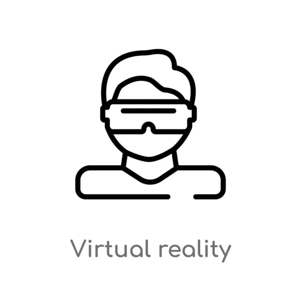 Esbozar Icono Vector Realidad Virtual Aislado Negro Simple Línea Elemento — Vector de stock