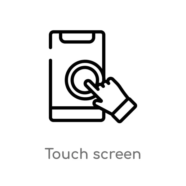 Touchscreen Vektorsymbol Umreißen Isolierte Darstellung Schwarzer Einfacher Linien Aus Dem — Stockvektor