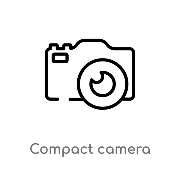 Contorno Compacto Icono Vector Cámara Aislado Negro Simple Línea Elemento — Vector de stock